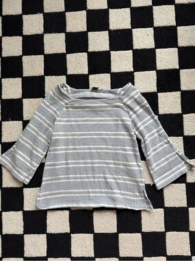 9-H15 STCL Anthropologie Striped Blue & White Boatneck Top | S